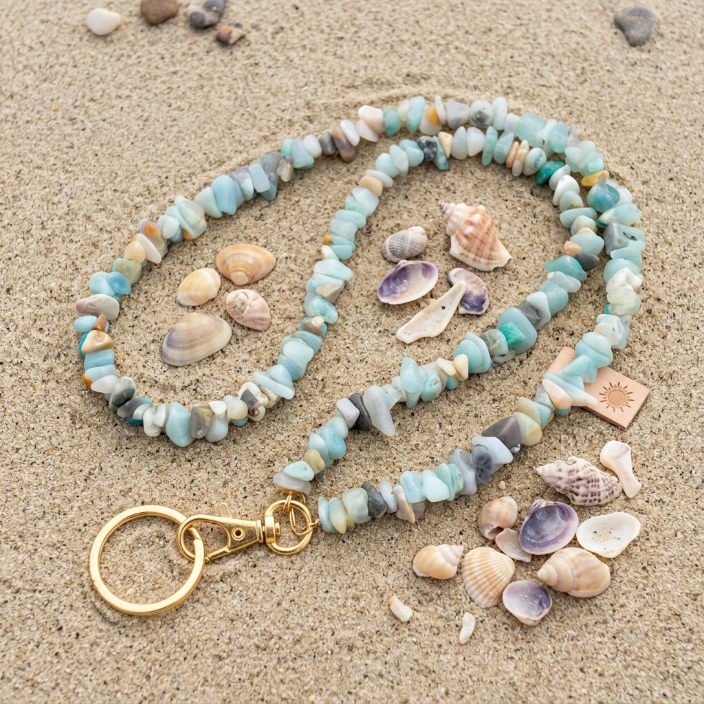 Flower Amazonite Gemstone Lanyard