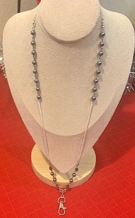 Grey Pearl Chain Lanyard