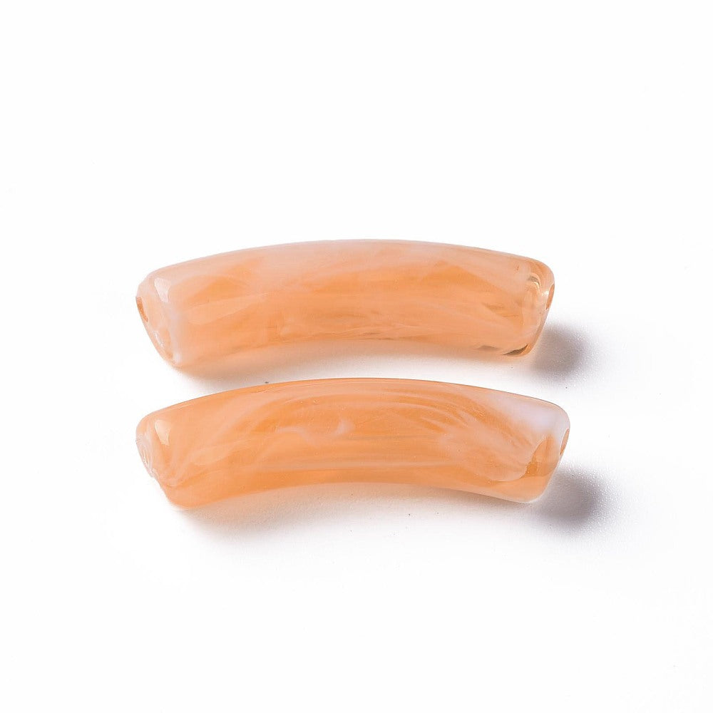 Tube Curved Beads, Light Salmon