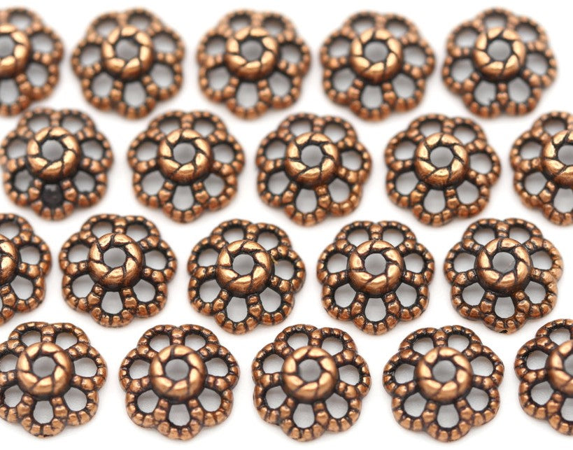 Scallop Dotted Bead Caps, Bronze