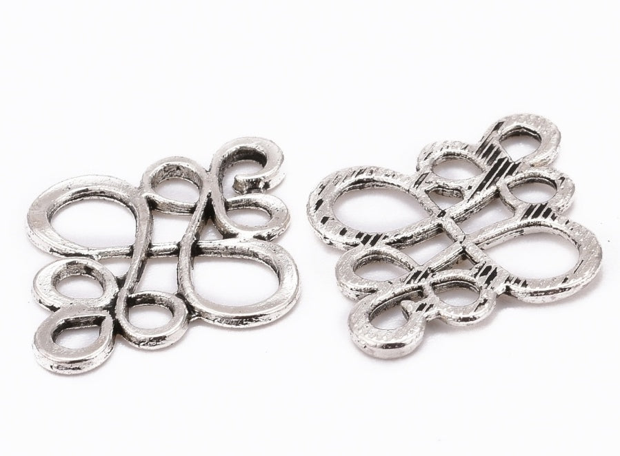 Tibetan Chinese Knot Connectors, Antique Silver