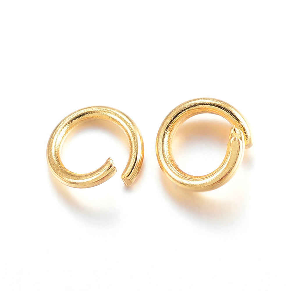 Jump Rings Round, 24K GP 304SS 8mm