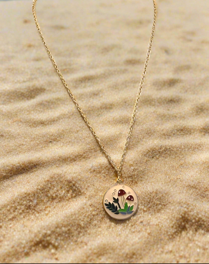 Mushroom Chain Necklace & Earring Set