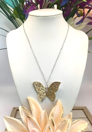Butterfly Silver & Gold Minimalist Necklace