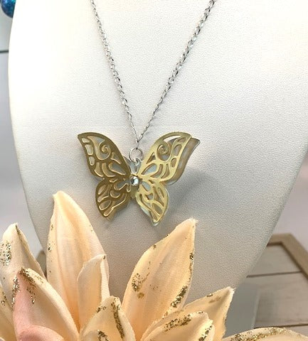 Butterfly Silver & Gold Minimalist Necklace