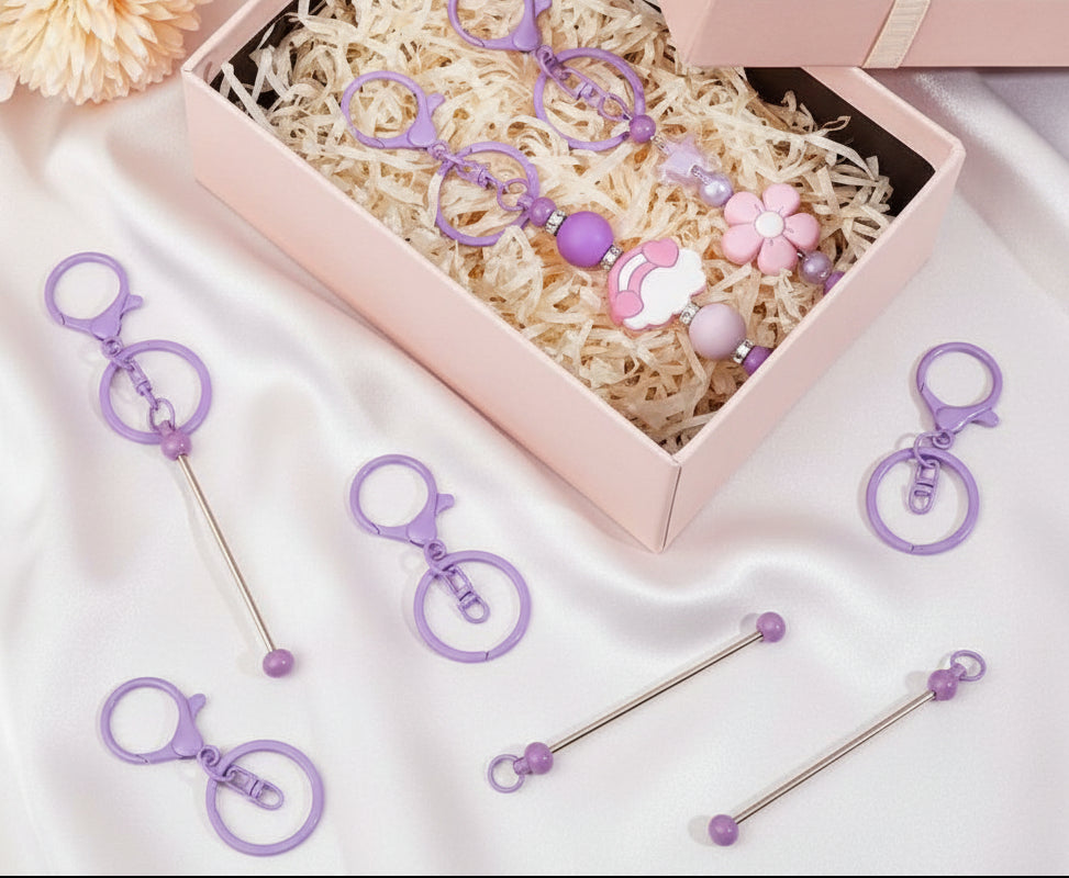 Beadable Bag Charm, Purple