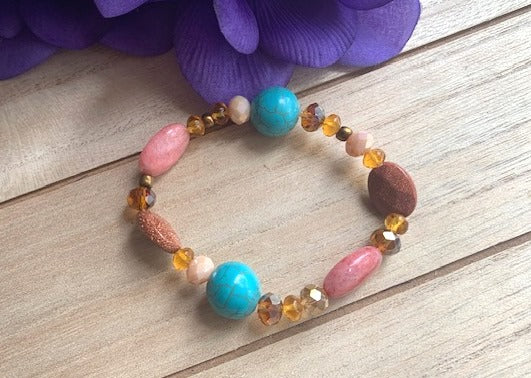 Bronze & Apricot Stretch Bracelet
