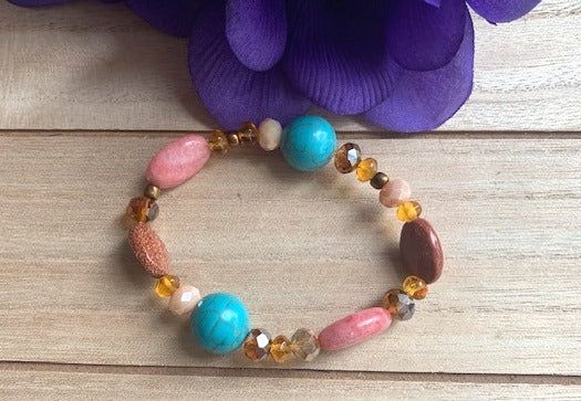 Bronze & Apricot Stretch Bracelet