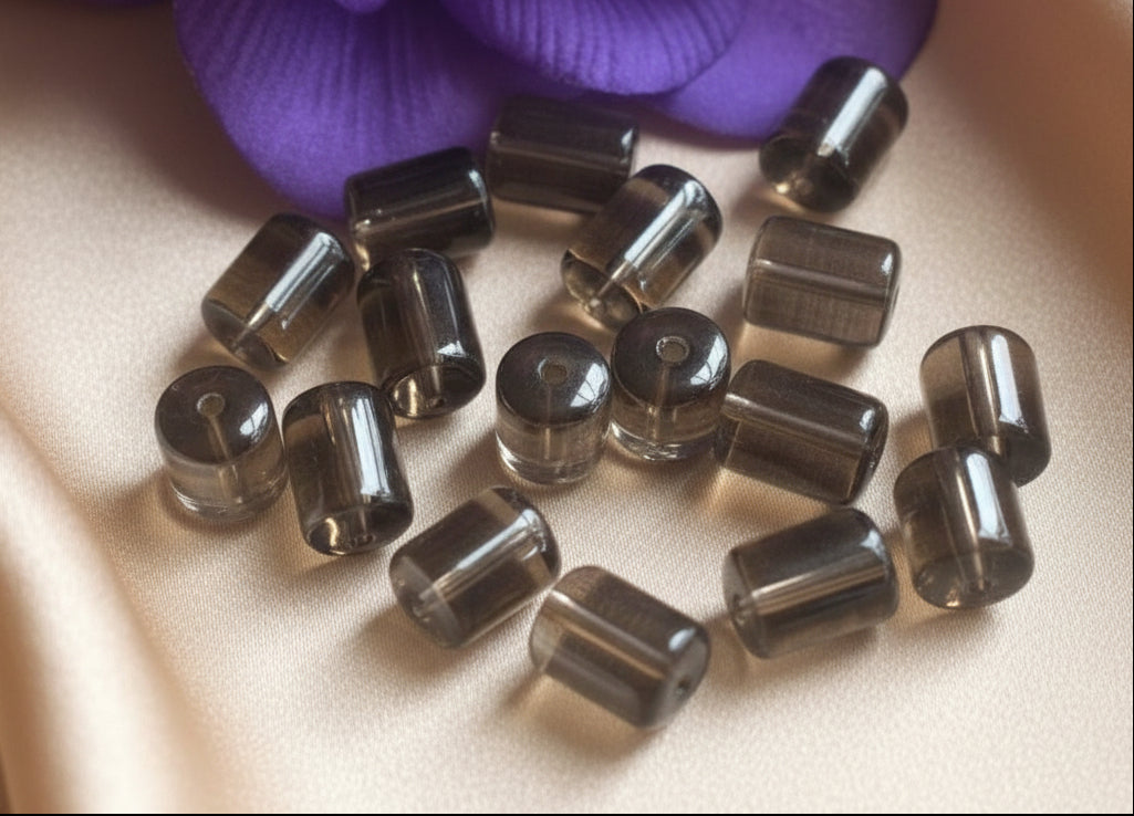 Cylinder Beads, Cocoa 14mm