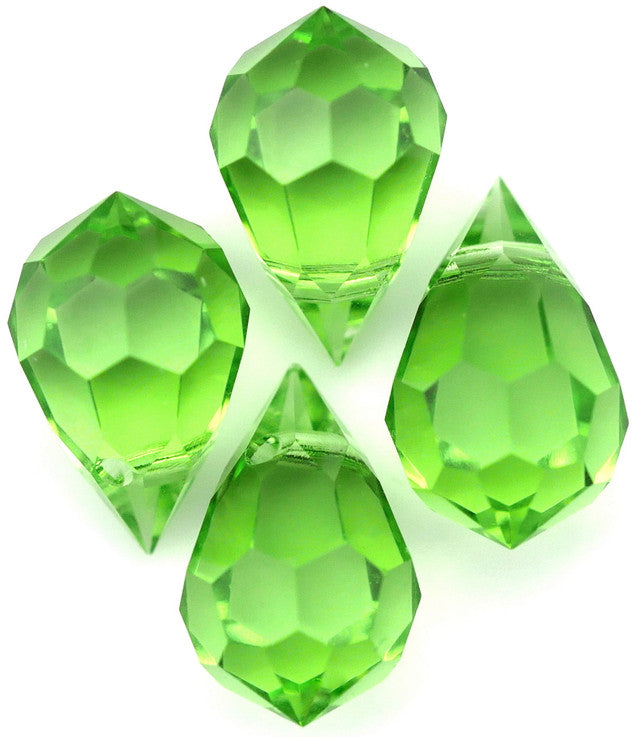 Czech Glass Preciosa Crystal Briolettes, Peridot