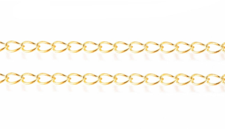 Oval Twisted Curb Chain, Gold