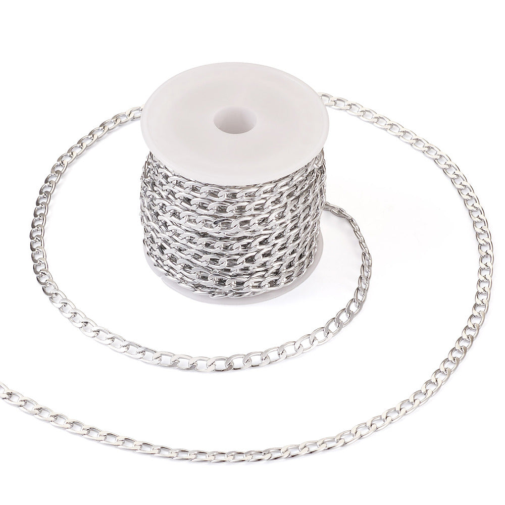 7mm Oval Curb Chain Silver by the yard