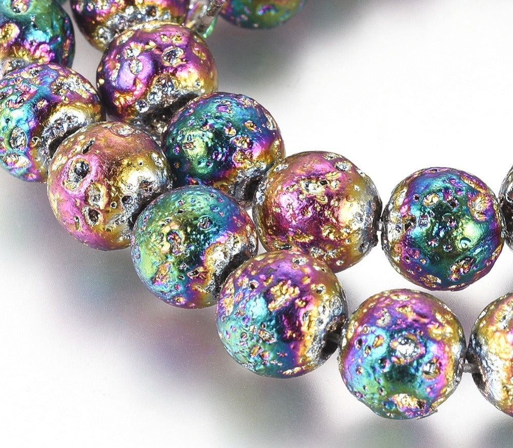 Natural Lava Rock, Multi-color 8mm