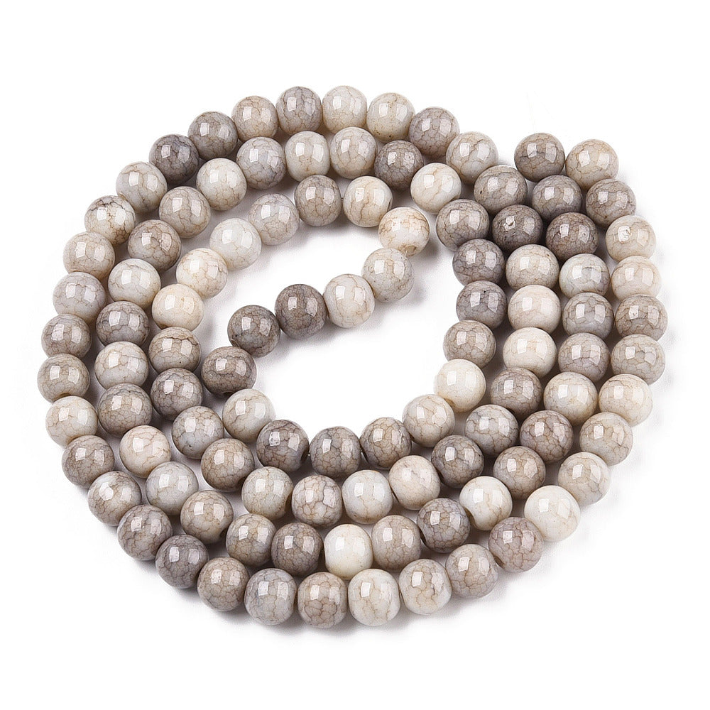 Crackle Glass Rounds, Sandstone 8mm