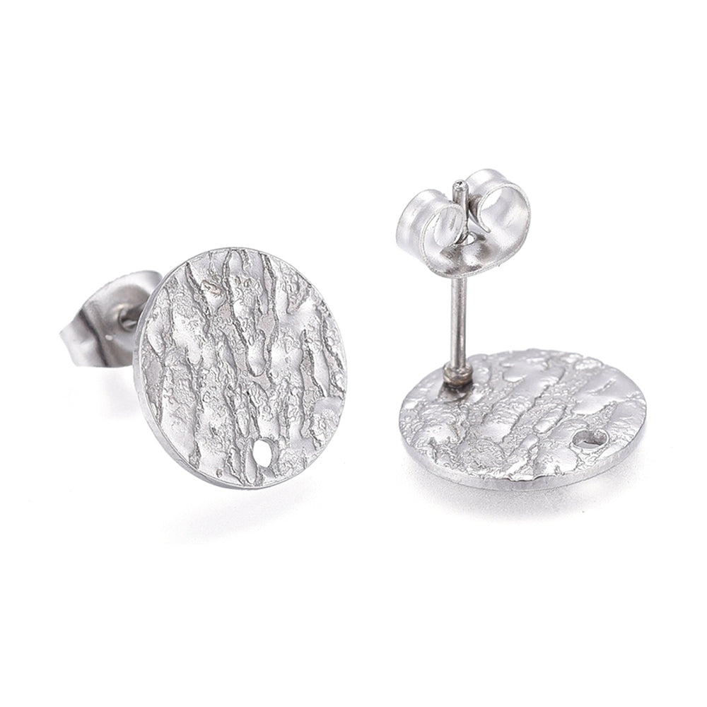 Flat Textured Stud Earrings 304SS