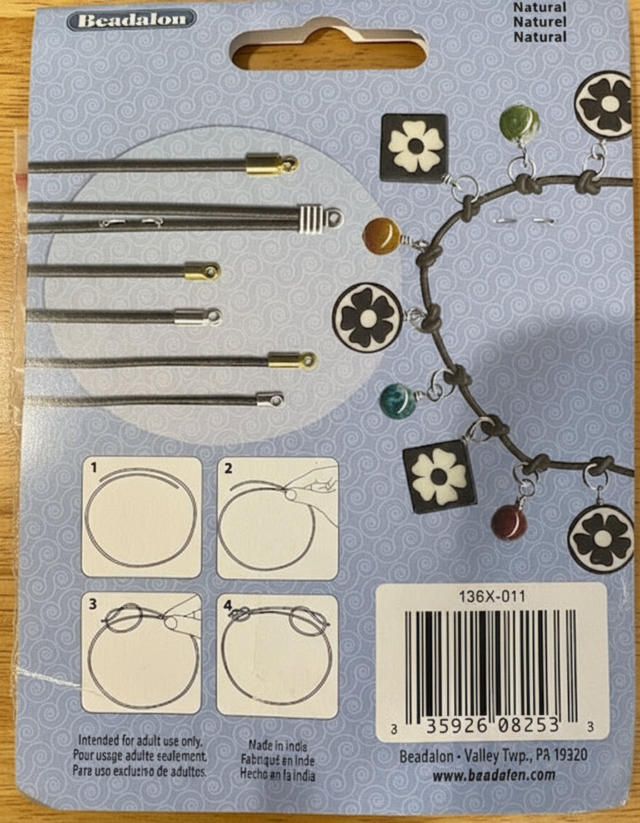 Beadalon Indian Leather, .5mm Natural