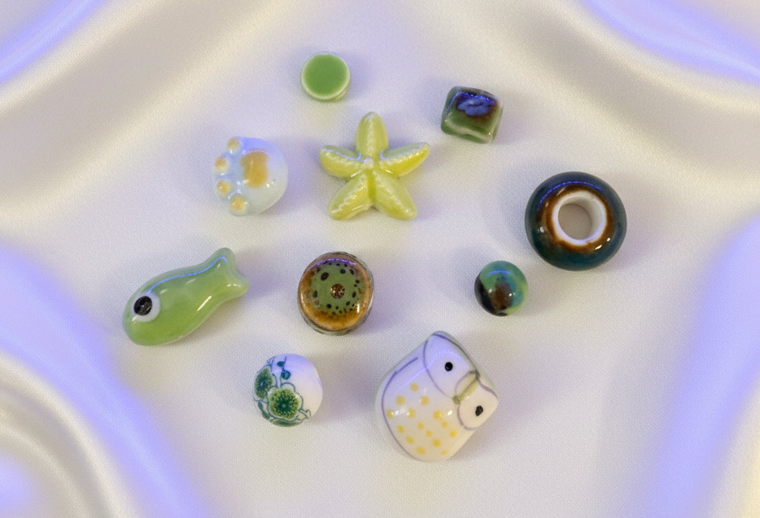 Handmade Porcelain Bead Mix Tidal Ponds