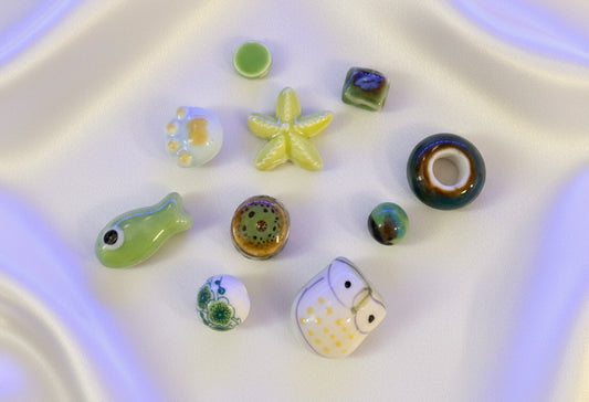 Handmade Porcelain Bead Mix Tidal Ponds