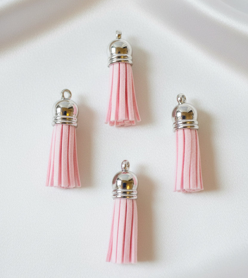 Faux Suede Tassels Pink