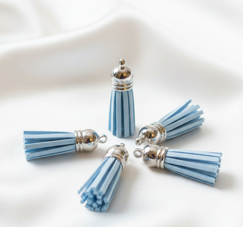 Faux Suede Tassels Blue