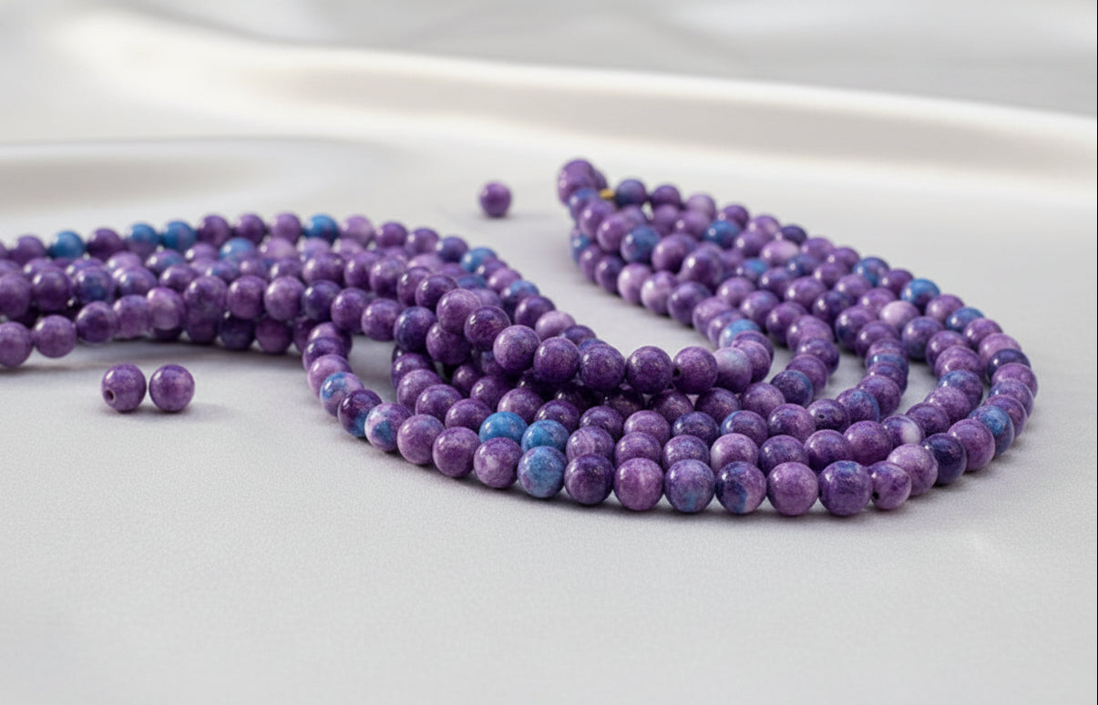 Synthetic Ocean White Jade Blue Violet 6mm