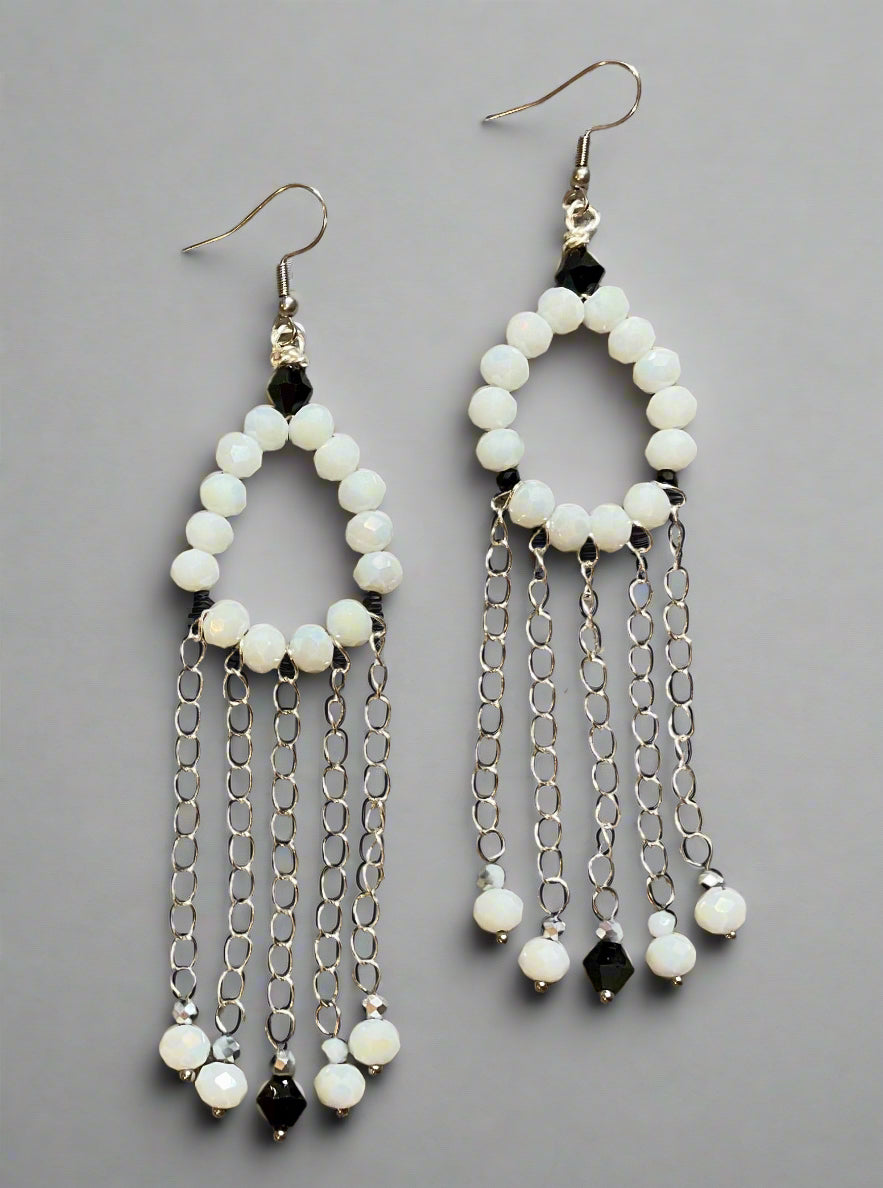 Tuxedo Crystal Hoop Earrings