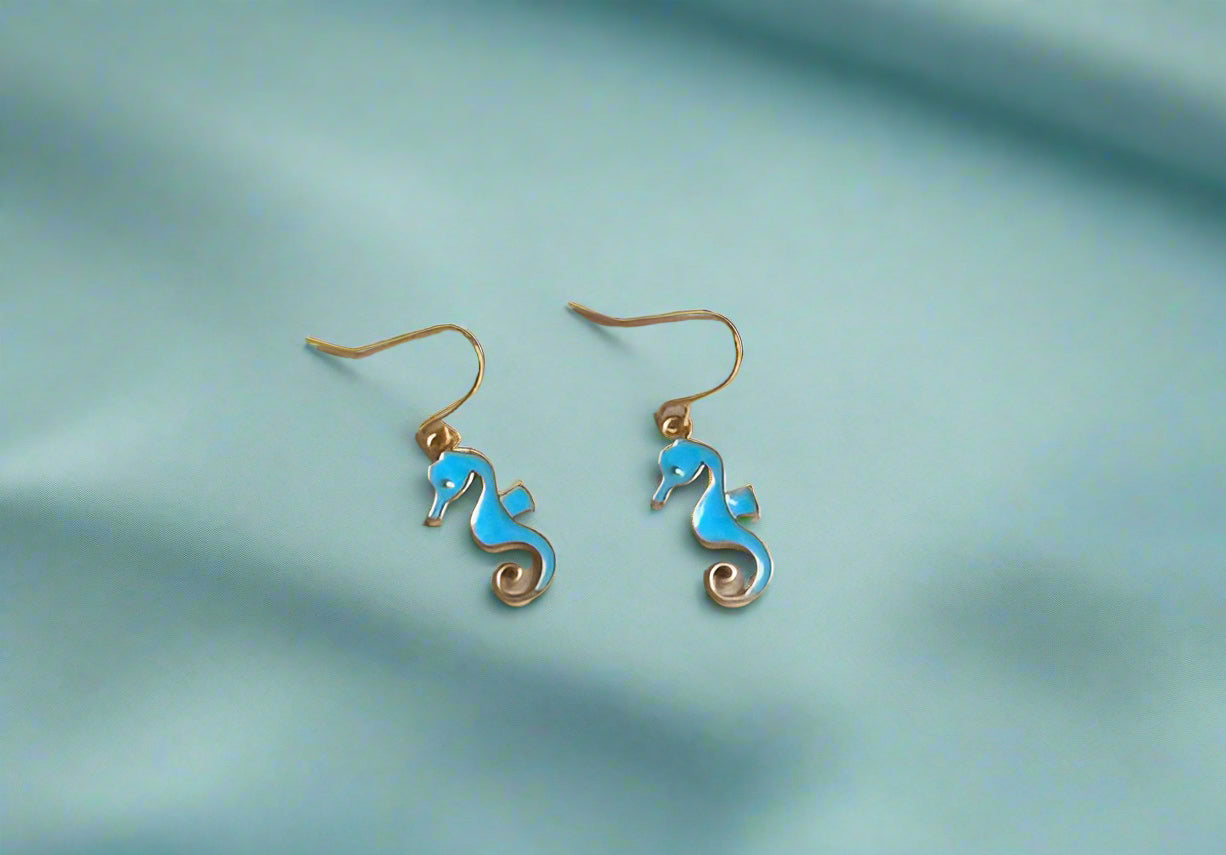 Minimalist Seahorse Necklace and Earrings Set