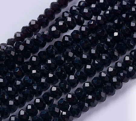 Rondelles, Imitation Jade, Black 3mm
