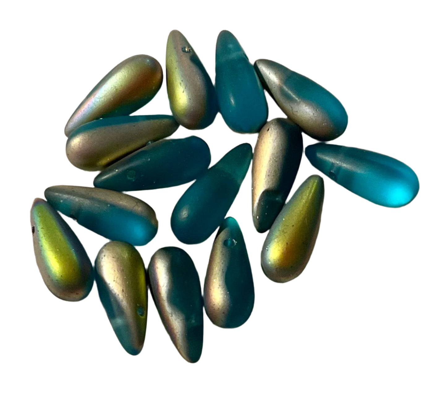 Czech Glass Teardrops, Aqua Vitrail