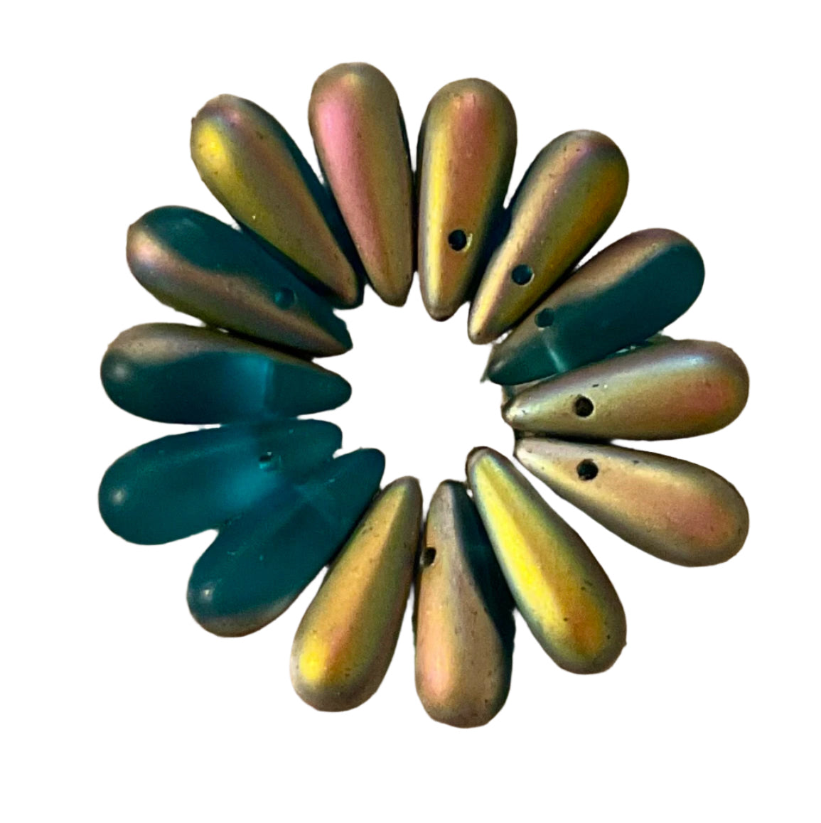 Czech Glass Teardrops, Aqua Vitrail