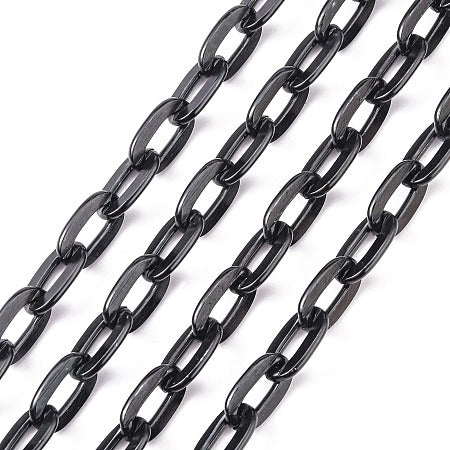 15mm Black Oval Cable Chain by the foot