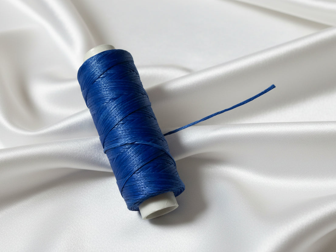 Waxed Knotting Cord, Blue .8mm by the yard