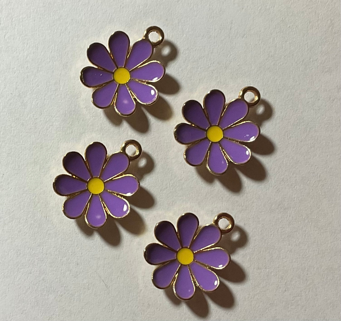 Flower Enamel Charms, Purple