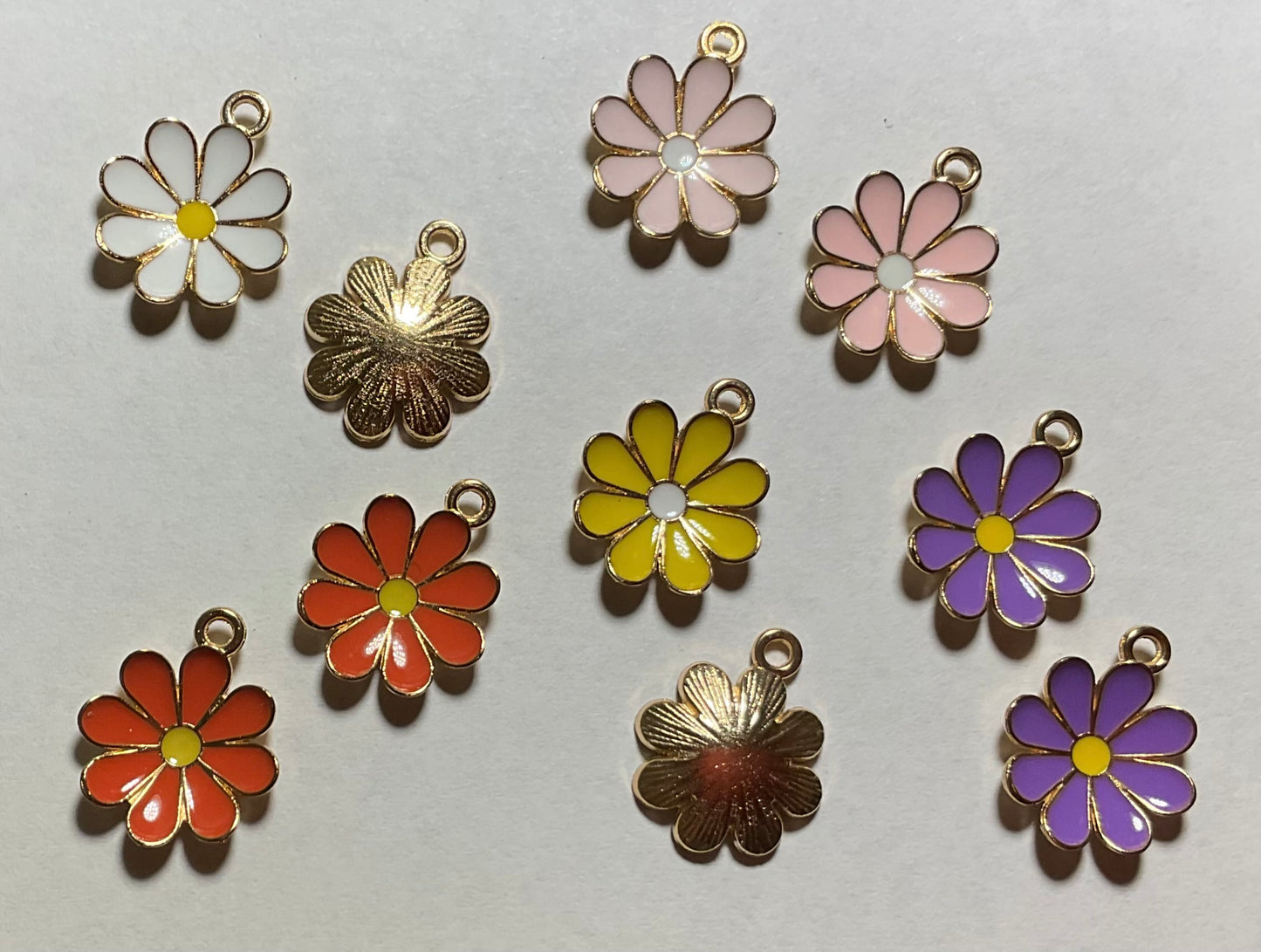 Flower Enamel Charms, 10 Pack