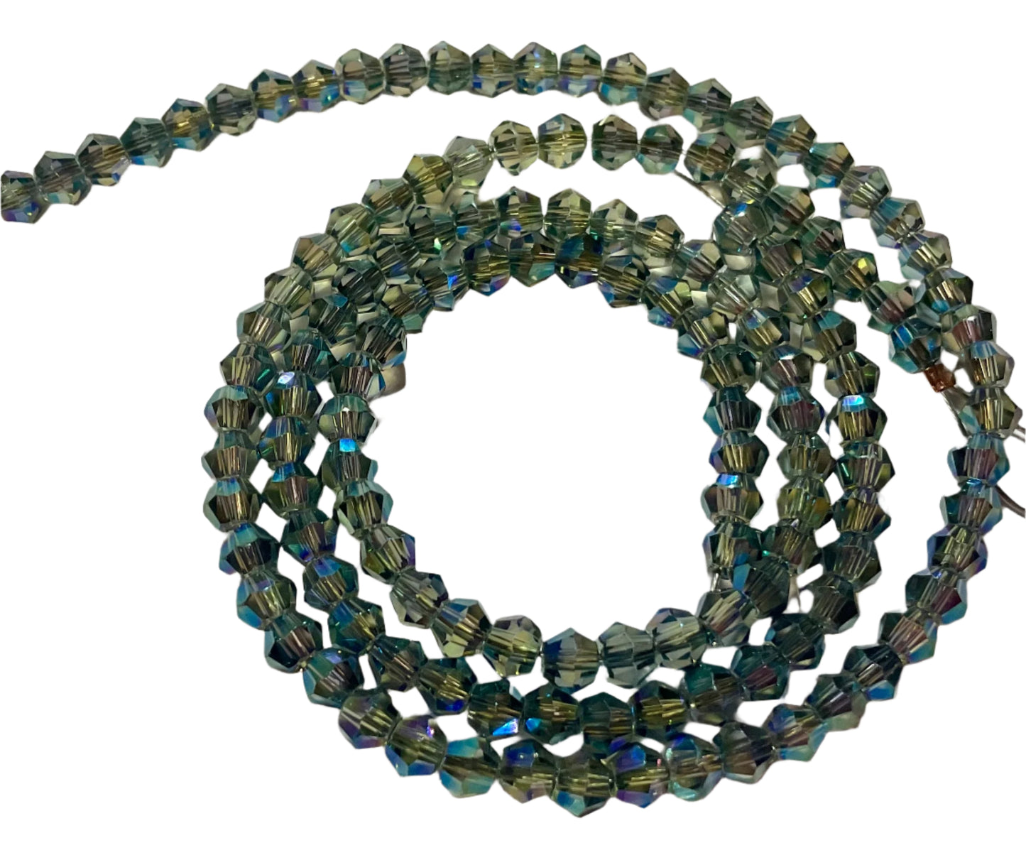 Bicone Crystals, Blue Green Iris