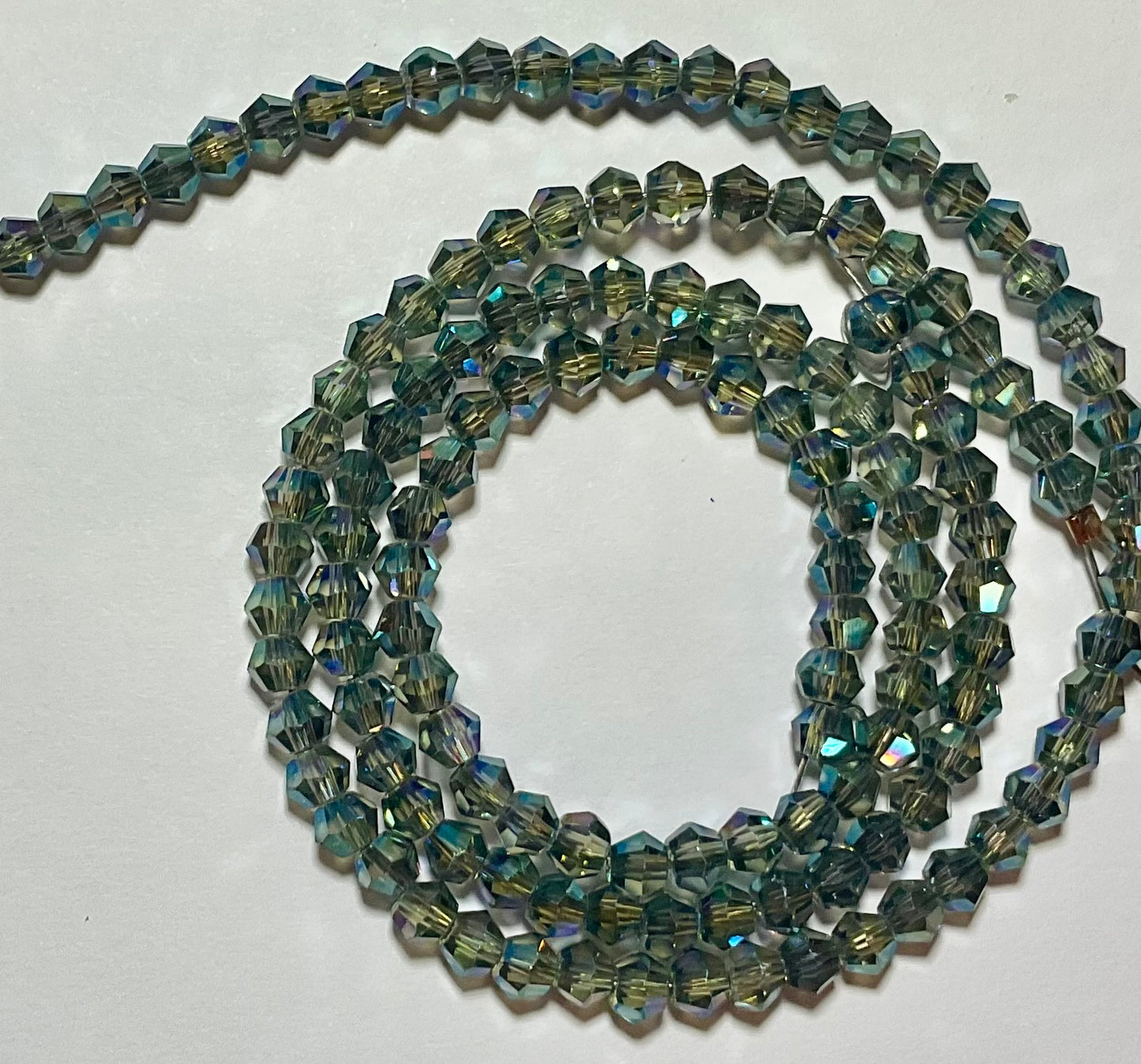 Bicone Crystals, Blue Green Iris
