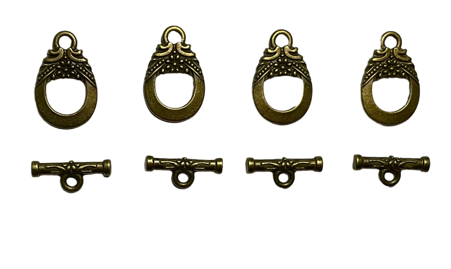 Tibetan Wreath Toggle Clasp, Antique Gold