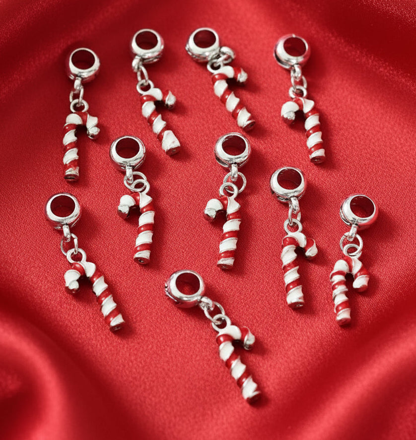 Enamel Holiday Charms, Candy Cane