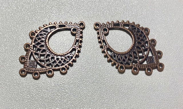 Ornate Filagree Chandelier Connector, Copper