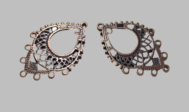 Ornate Filagree Chandelier Connector, Copper
