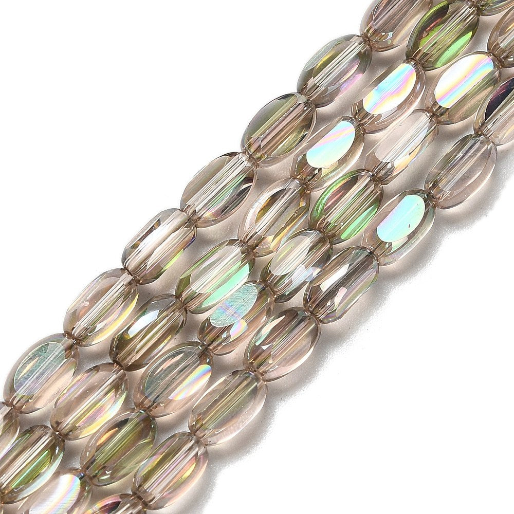 Faceted Elongated Ovals Lt. Khaki AB