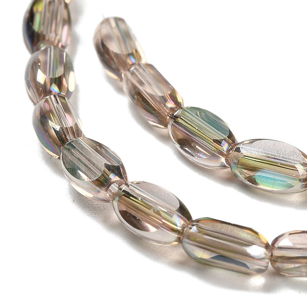 Faceted Elongated Ovals Lt. Khaki AB