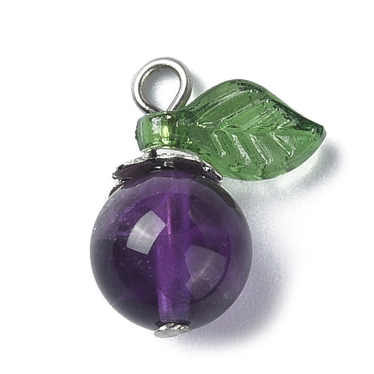 Natural Amethyst Apple Fruit Charm 6mm