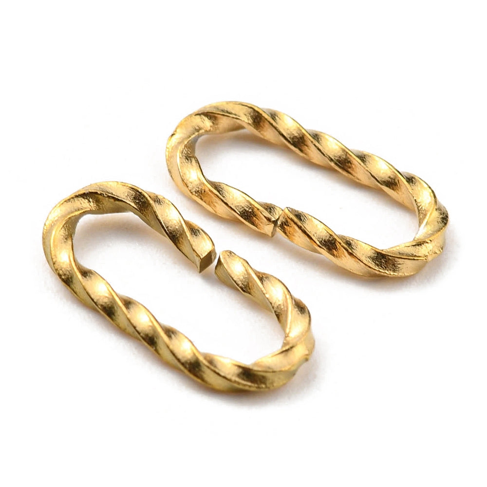 Twisted Jump Rings/Links 18k GP Stainless Steel, 16mm