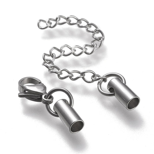 Cord Ends with Clasp & Extender Chain 304SS