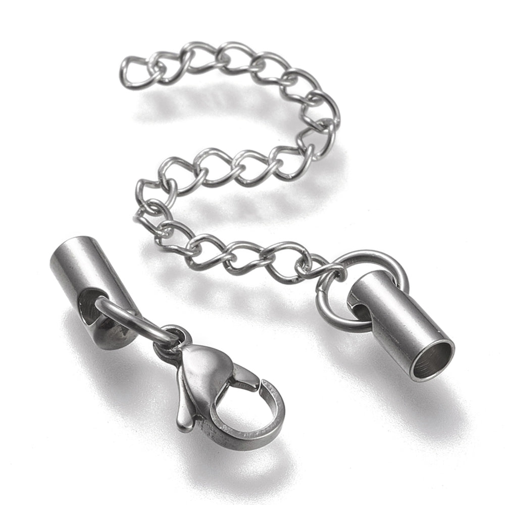 Cord Ends with Clasp & Extender Chain 304SS