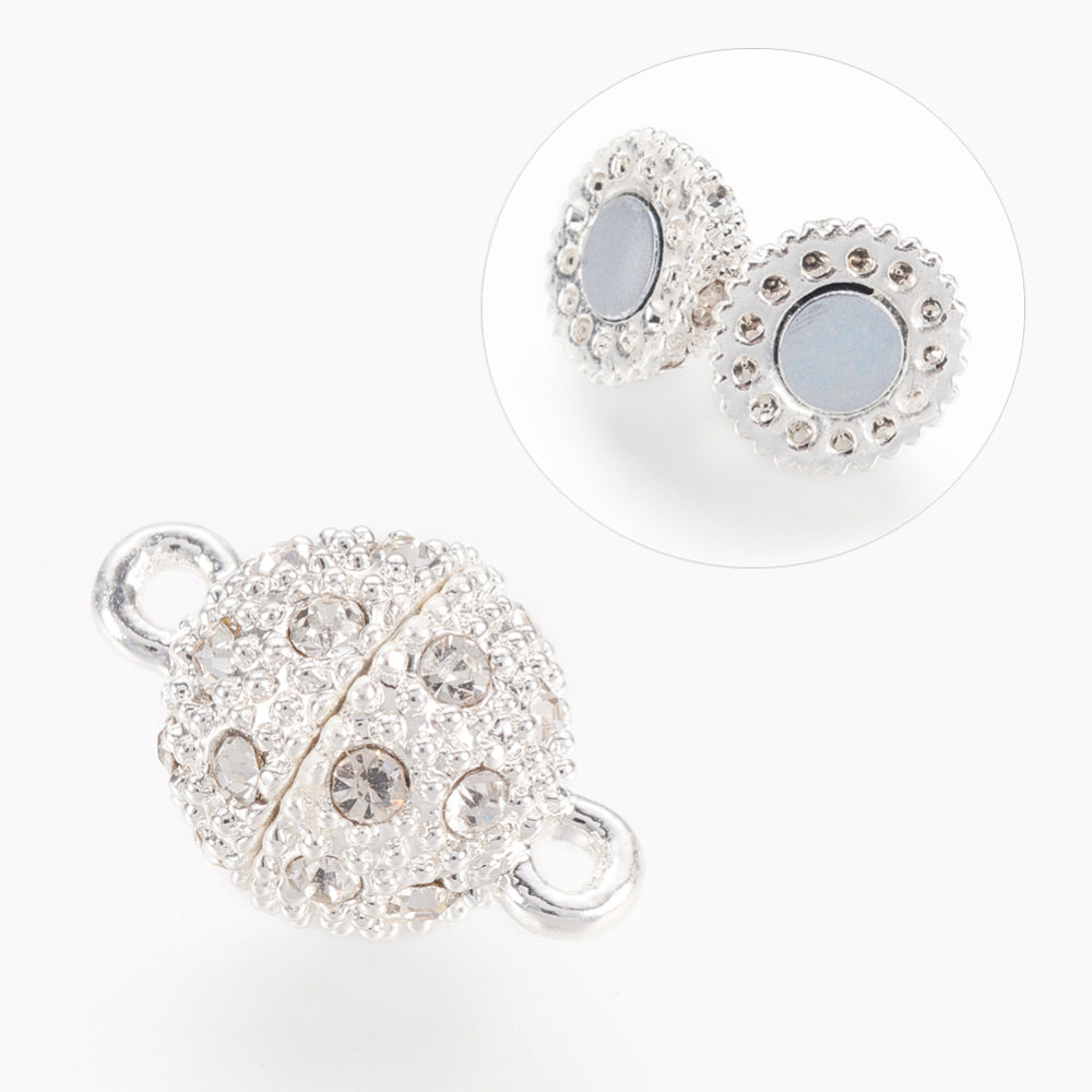 Pave' Rhinestone Magnetic Clasp Silver