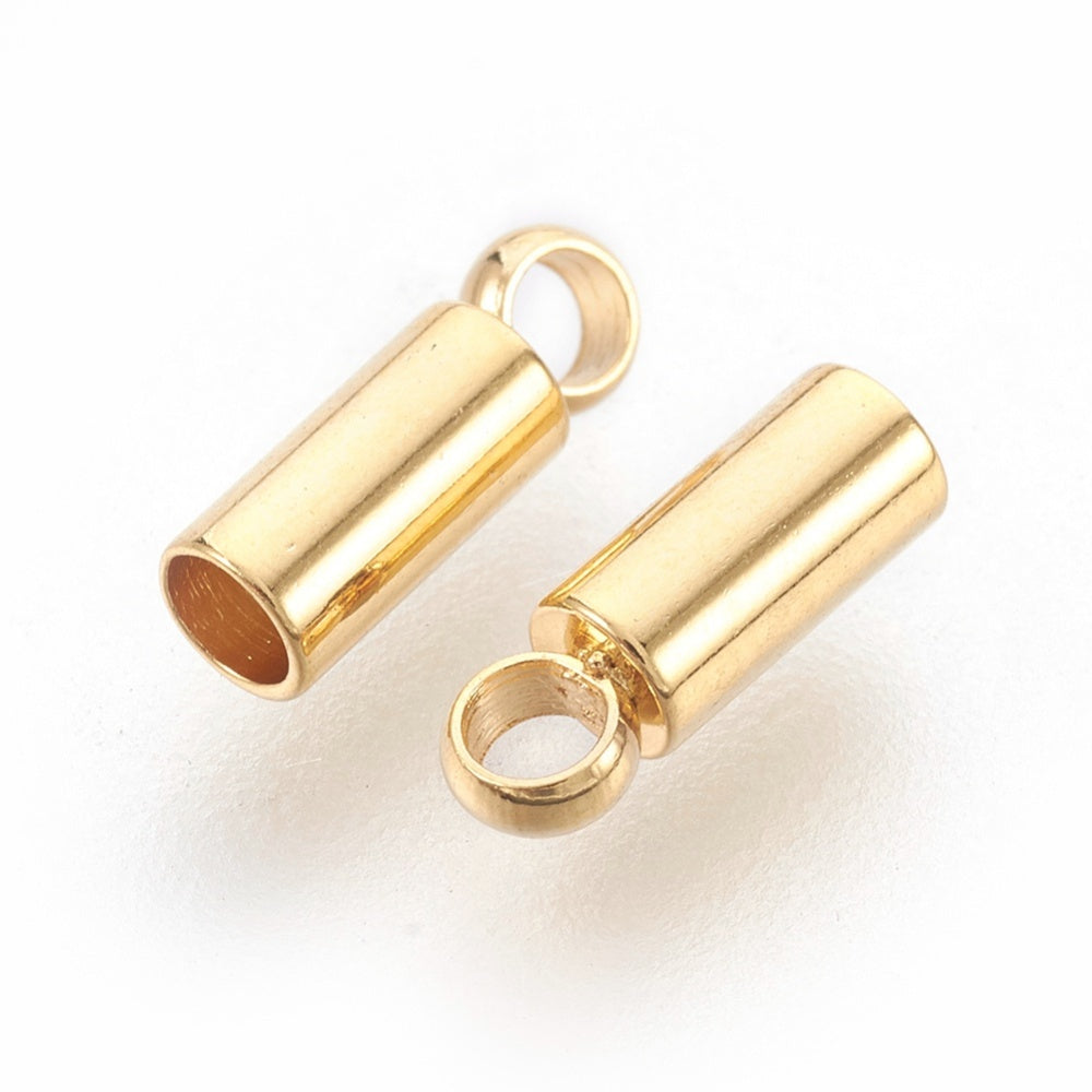 Barrel Cord Ends 18K GP 304SS