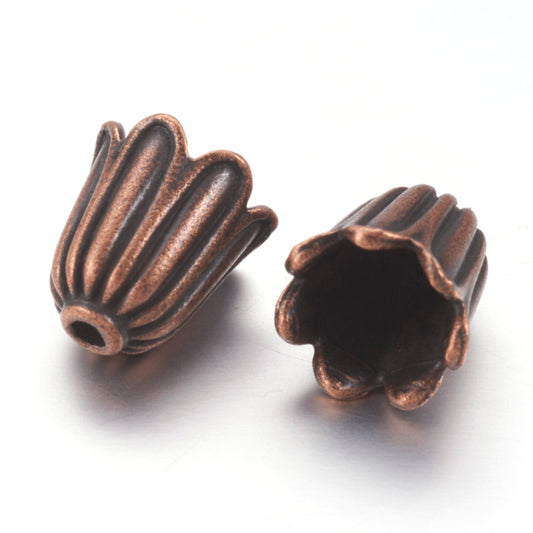 Tibetan Tulip Bead Cones Copper