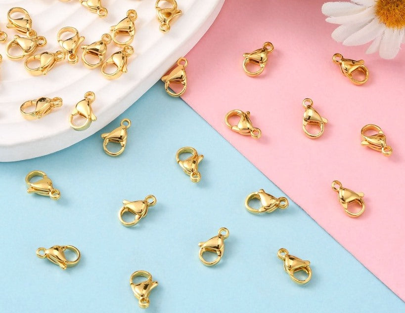 Lobster Clasp 24k GP Stainless Steel 11mm